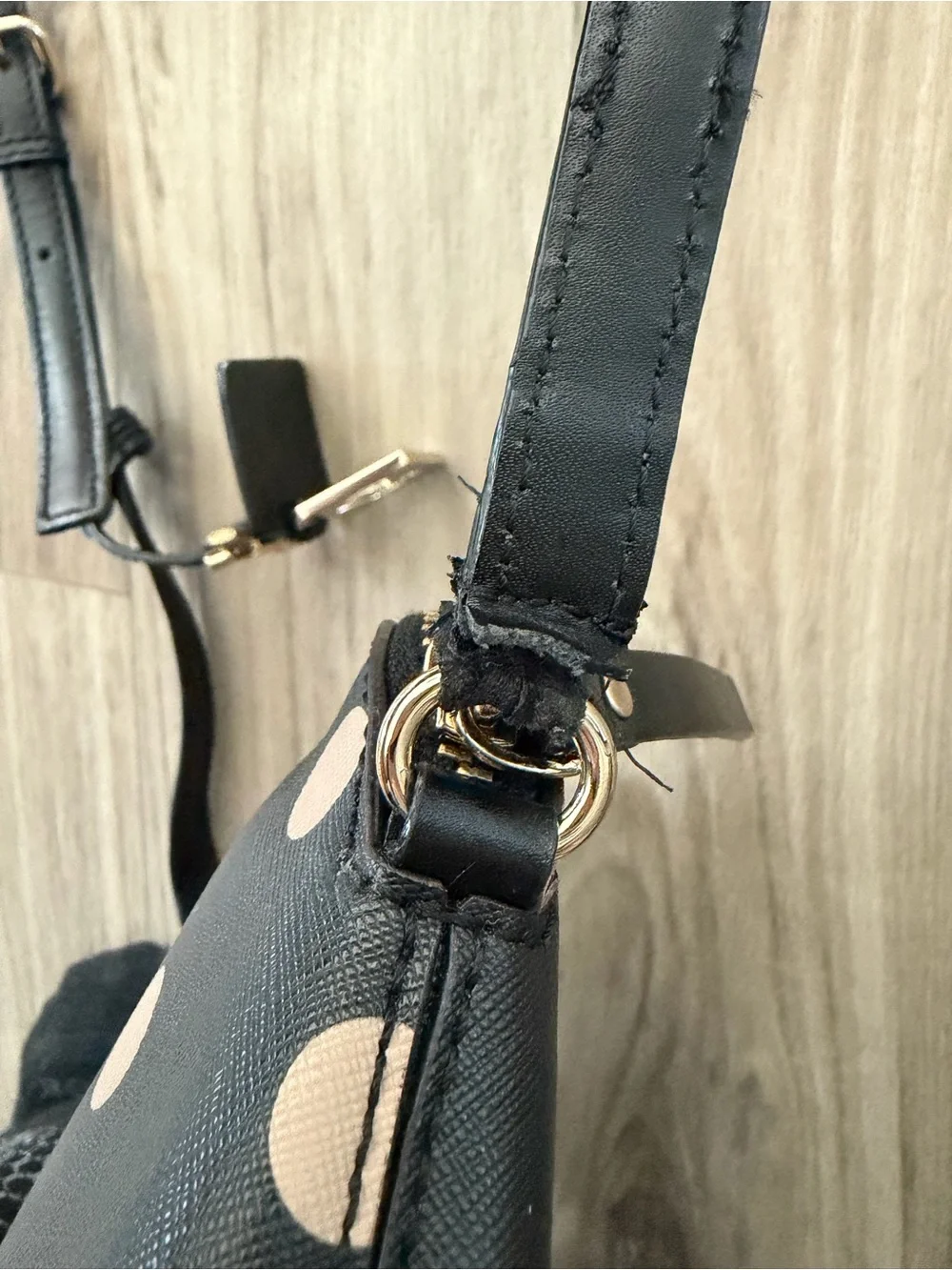 Kate Spade Black Crossbody with Cream Polka Dots